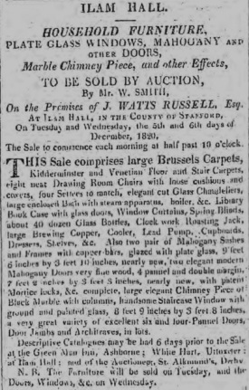 Ilam Hall Auction 1820 (Derby Mercury)